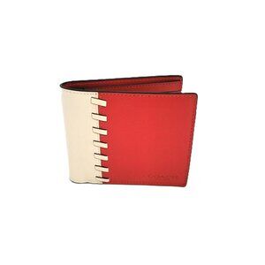 Coach CAX59 3 In 1 Whipstitch Calf Leather Billfold Wallet Sport Red Chalk